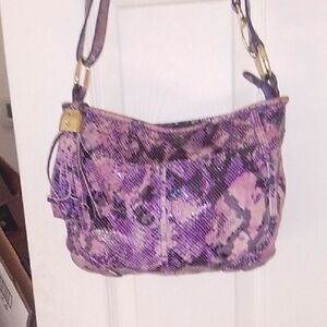 B. Makowsky Purple Snakeskin Shoulder Bag